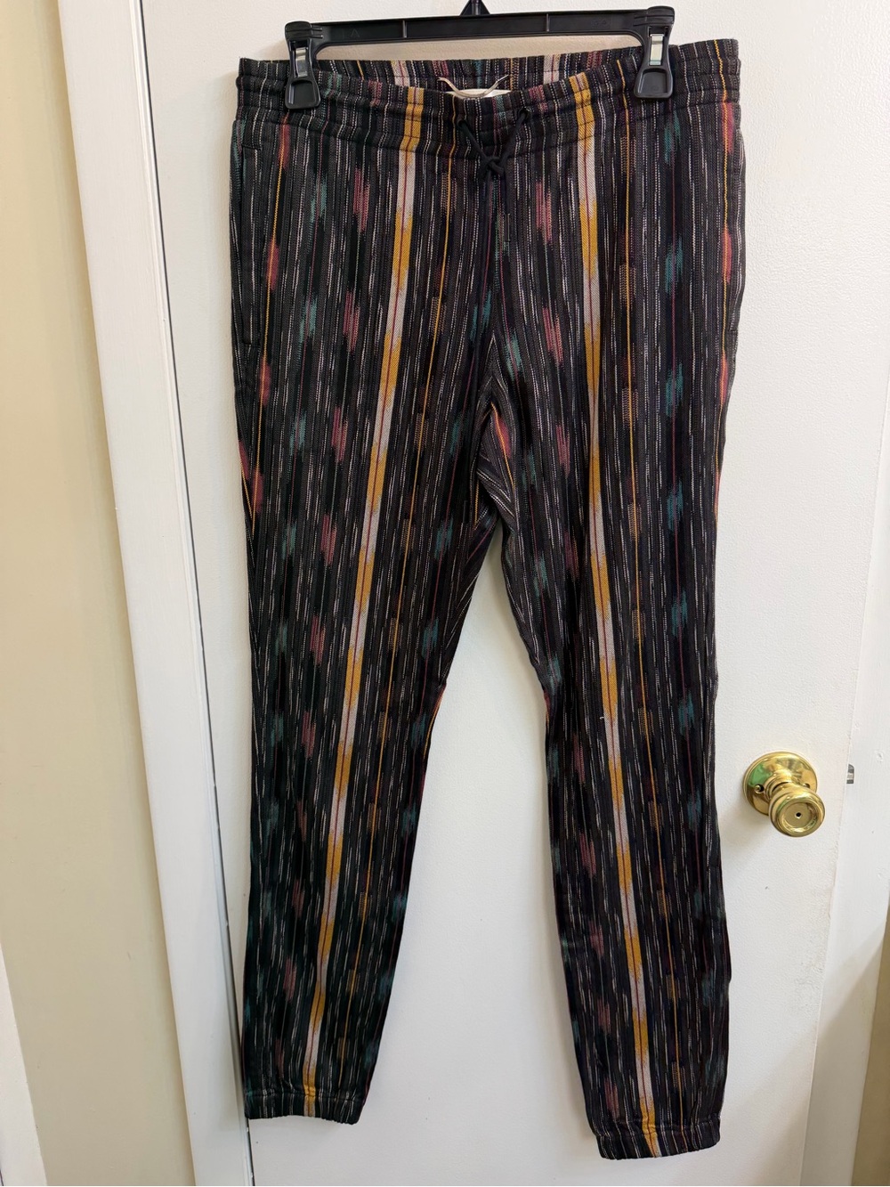 Saint Laurent Black Joggers with Mustard, Teal & Pink Stripes